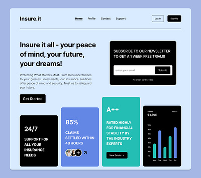 Insurance Website UI Design branding business website graphic design insurance landing page ui user interface ux visual design web design website