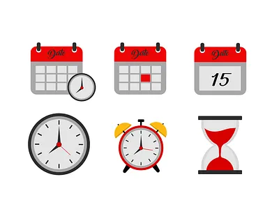 Date, Time, clock, and alarm Icons Symbol wedding