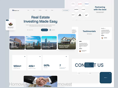 Homevest Redesign Exploration branding broker homepage housing interaction interface investment layout listing minimal property prototype real estate trending typography ui visual web webflow website