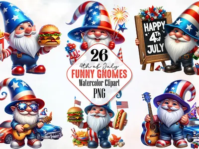 4th of July Funny Gnomes Sublimation Png 3d animation app branding design graphic design illustration logo ui vector