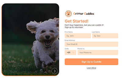 Critter Cuddles ui ux