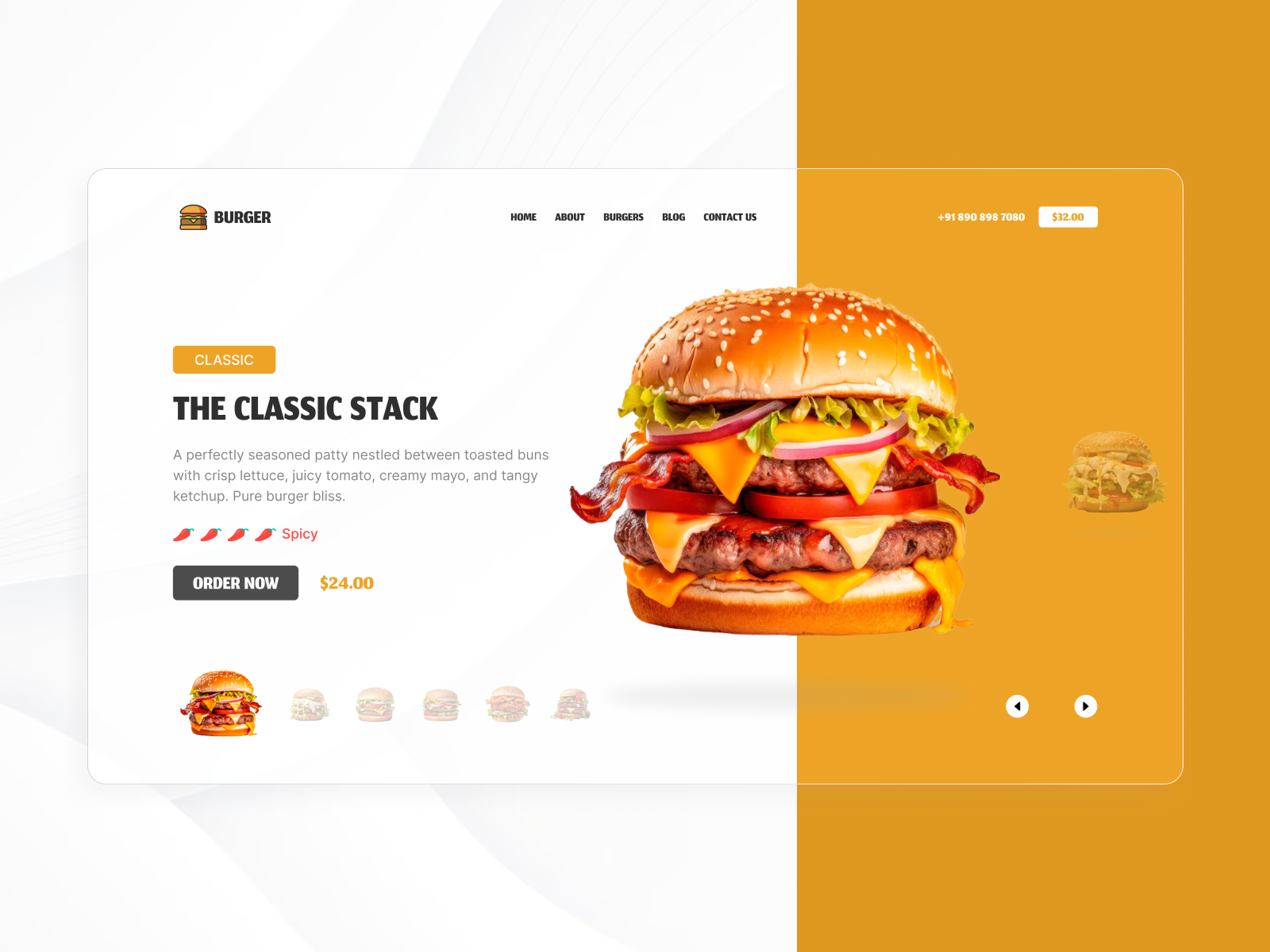 Burger Hero Animation animation animation website animationdesign animationlover burger burger website food animation food website heroanimation herosection uidesign webdesign website website animation