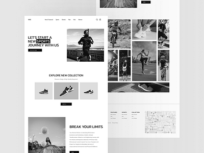 NIKE - Website Design black black and white graphic design monochrome nike run running shoes sport sports ui website white