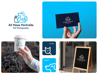 All paws portraits brand branding camera cat cute design dog elegant graphic design illustration line linear logo logo design logotype modern pet photo photography studio