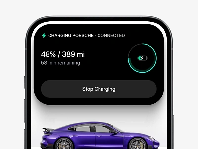 porsche* mobile app / island exploration app application automotive car cars charging concept design dynamicisland ev flat ios iosisland island modern porsche tesla ui ui design ux