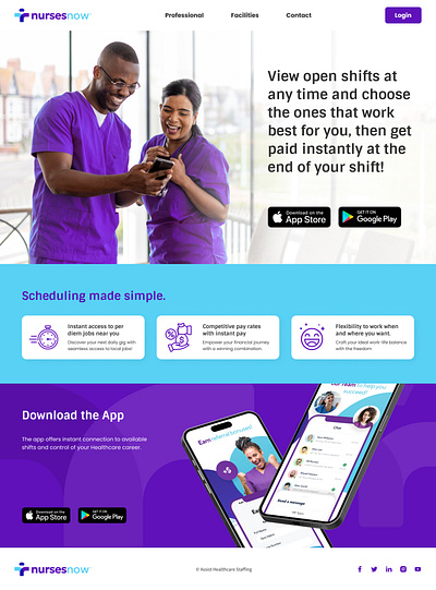 NursesNow landing page landingpage ui web design