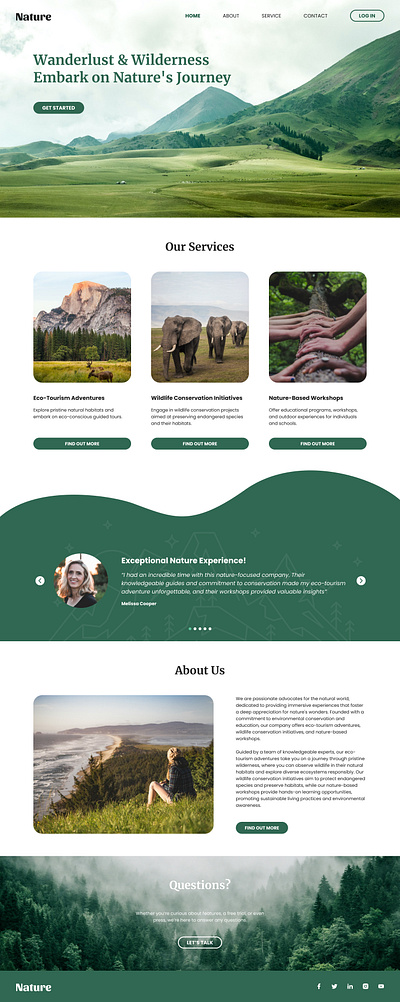 Nature landing page landingpage ui web design