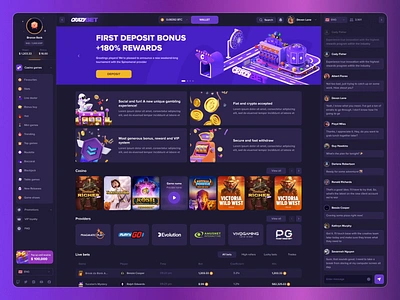 CrazyBet - Online Crypto Casino betting blockchain casino casino games crypto crypto casino dashboard gambling game gaming igaming illustration online casino slots web3