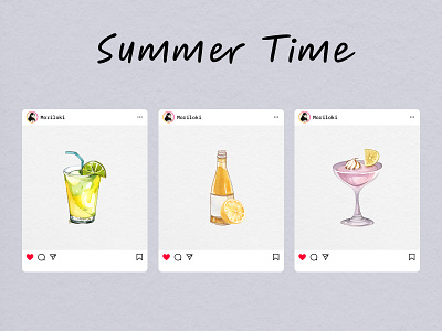 Summer Time Illustration Pack bar digital drinks fresh graphic design illustration joyful leaves leisure nature summer vacation