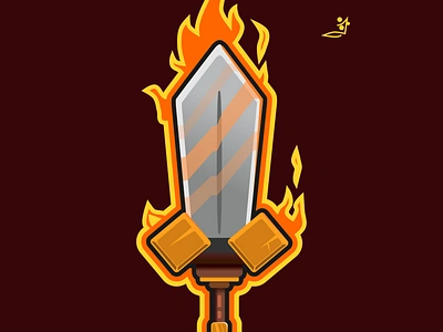 Sword Game Asset Design : Fire Element Power Up 2d asset design design game art game asset icon illustration perk icon power up icon swrod ui design vector art