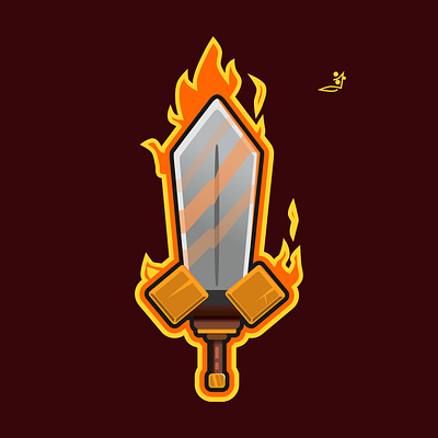 Sword Game Asset Design : Fire Element Power Up 2d asset design design game art game asset icon illustration perk icon power up icon swrod ui design vector art