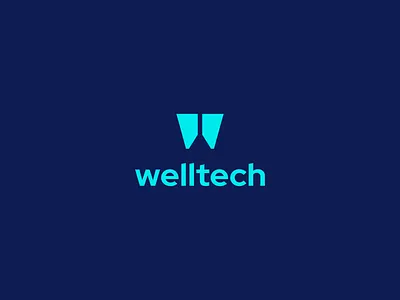 Welltech Logo Design - Unlaunched Project blue branding colors fitness identity inspiration logo mint parliament platform remote saas streaming tech training vibrant virtual w wellbeing workout
