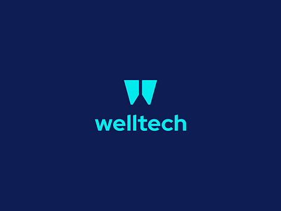 Welltech Logo Design - Unlaunched Project blue branding colors fitness identity inspiration logo mint parliament platform remote saas streaming tech training vibrant virtual w wellbeing workout