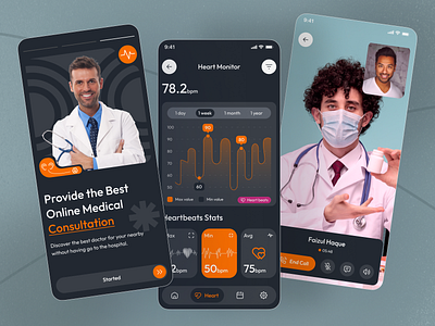 Online Medical Consultancy App ai medicine appointment biotech clinic doctor health care health monitor heart rate hospital live consultation medical medical consultation app medical startup medical therapist medicare mobile app online consultation ui ui ux design video call