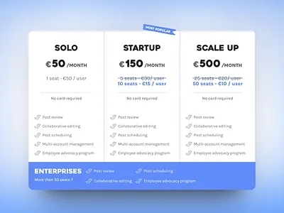 Pricing section - copost colors grain graphic design landing page paper pricing pricing section saas ui webdesign