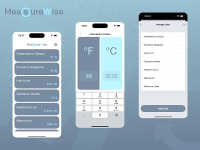 MeasureWise Unit Converter- UI/UX Design apple best desing branding creativity design graphic design ios app logo mobile app design ui unit converter ux