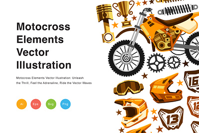 Motocross Elements Vector Illustration outdoor