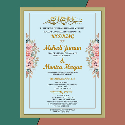 Wedding Invitation Card branding dreamwedding graphic design illustrator invitaioncard marketing vector wedding card wedding design wedding invitation card