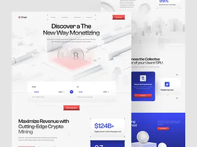 Chain - Crypto Monetizing Website aesthetich bitcoin blockchain business clean creative crypto cryptocu design digital finance landing page minimalist nft trading ui uiux website