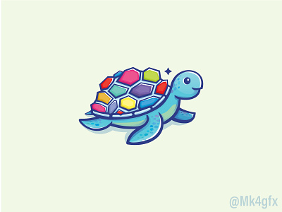 Colorful Sea Turtle Logo (for sale) animal branding cartoon cheerful colorful cute design fun gems gemstones illustration logo logo 2d logos marine modern sea seaturtle turtle