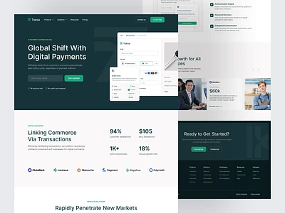 Transa - Payment Gateway Landing Page animation b2b clean dipa inhouse finance financial fintech landing page minimalist modern money payment gateway saas startup wealth management web design website