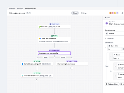 Workflow builder automations automations builder builder clean condition builder conditions minimal saas saas automations saas builder saas conditions saas workflow ui ux workflow workoflow builder
