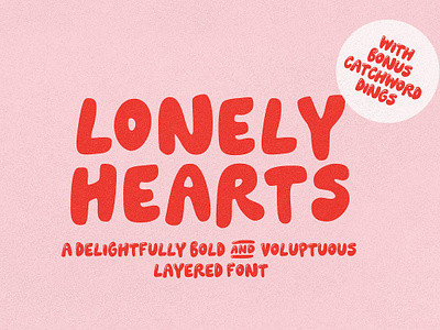 Lonely Hearts Layered Font all caps casual children comical glossy greeting card kids layered lonely hearts layered font party playful