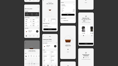 Aromify Coffee App animation branding coffee dan kindley figma iconography illustration iot mobile app product design prototype smart app ui user experience