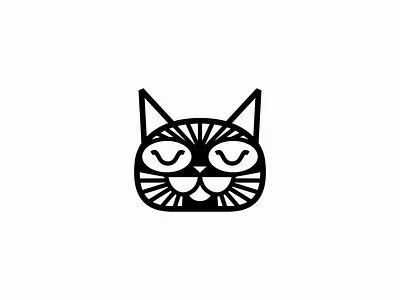 Line Art Cat Logo animal branding cat cute design geometric identity illustration kitty lines logo mark mascot modern pet sports symbol vector