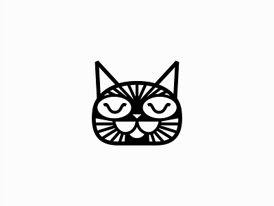 Line Art Cat Logo animal branding cat cute design geometric identity illustration kitty lines logo mark mascot modern pet sports symbol vector