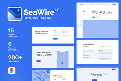 SeaWire Figma Wireframe Kit Website business concept figma interface kit layout prototype screen ux web