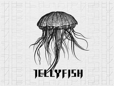 A black-and-white drawing of a jellyfish black and white drawing design digital sketch doodle art illustration illustration art illustrations illustrator sketch to vector tshirt design vector art vector illustration vectorart