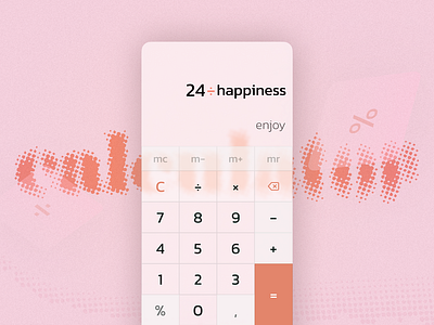 A calculator screen with an example calculation on screen blur calculator calculator screen figma grunge effect mobile mobile calculator photoshop pink screen ui ui challenge