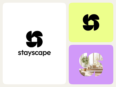 Brand Concept for Stayscape branding design graphic design green home identity logo management minimal minimalist modern place property purple rental strategy yellow