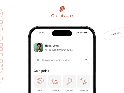 Carnivore (App Design) app design ecommerce app fresh meat responsive app design uiux