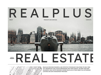 REALPLUS — NYC Real Estate Software animation desktop landing long scroll new york nyc real estate service storytelling typography ui ux