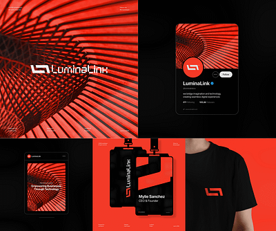 LuminaLink - Visual Identity app branding design graphic design logo minimal red simple software ui