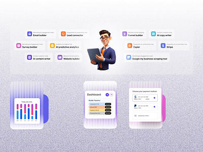 BizMe (Landing Page) - Design Elements aiautomation bizme contentcreation digitalmarketing figmadesign marketingtools uiux