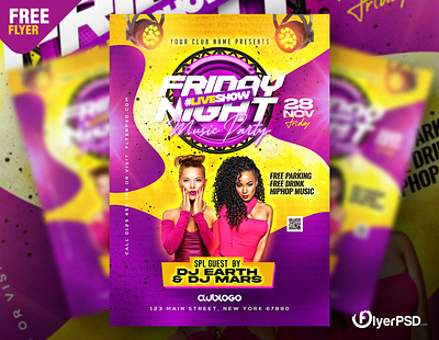 Free Flyer | Friday Night Live Music Event Flyer PSD design flyer flyer psd free free flyer free psd friday night party live event party night psd psd flyer weekend party