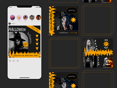 Insta posts for Halloween party design figma graphic design halloween insta posts photoshop ui