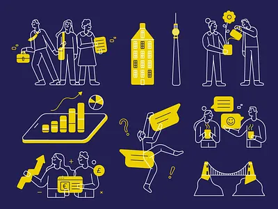 2D illustrations I Client: Fisearch 2d brand illustrations branding character character design chat design flower growth illustration illustration 2d line art minimal art people speach bubbles spot illustrations team vector vector art vector illustration