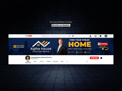 Real estate youtube Channel Banner Design find your perfect property today youtube youtube banner