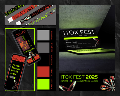 ITOX fest landing page 3d app mobile branding brutalism direction artistique event festival figma graphic design homepage landing page modern music neon ui uiux web design