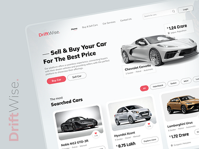 DriftWise: Car Buying and Selling website UI UX app application branding car case study design ecommerce graphic design icon illustration landing page logo minimal ui user interface ux vector web website