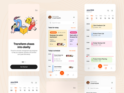 Task Management App Concept🌟👩🏻‍💻 app design app ui calendar app design figma illustration minimal modern modern ui project management project management app task app task management task management app to do list to do list app ui uidesign uiux ux