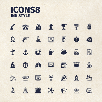 Vector Icon Set | Icons8 | Ink Style icons icons8 ink old retro style vector vintage