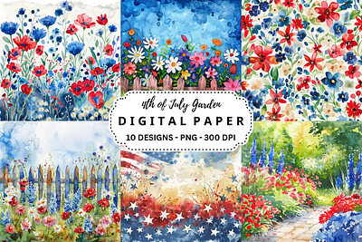 4th of July Garden Backgrounds tumbler wrap