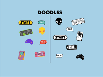 GAMING DOODLES design doodles graphic design icons illustration typography vector