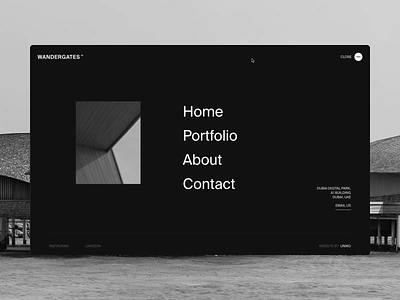 Wandergates — Menu animation art direction black cursor hospitality hover interaction menu navigation sitemap ui ux