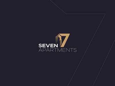 Seven Apartments Logo Design 7 logo brand colors brand design branding designing logo color logo design logos numeric logo olive green logo real estate logo seven logo